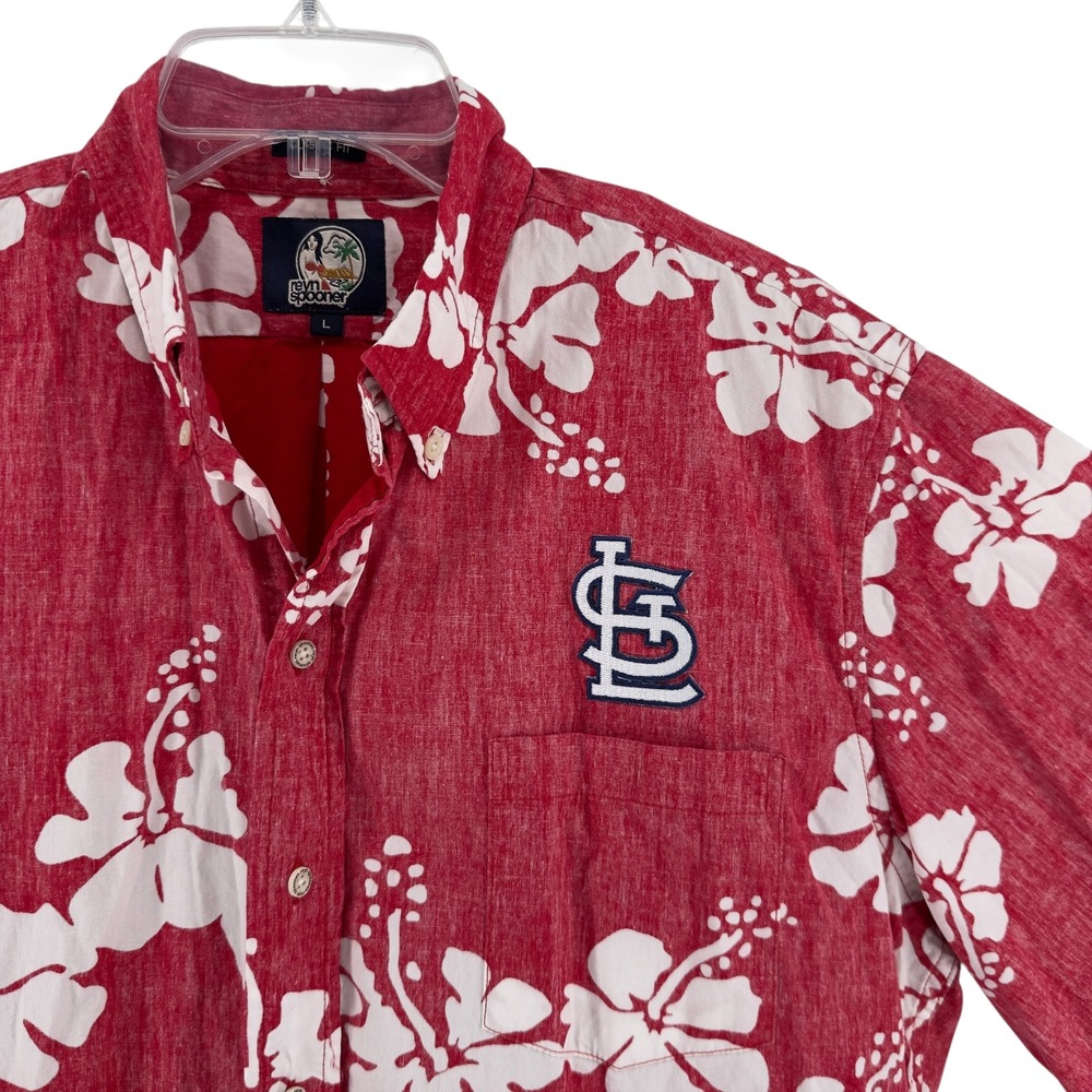 Reyn‎ Spooner St Louis Cardinals Hawaiian Shirt Mens Med. Classic Fit Red Floral